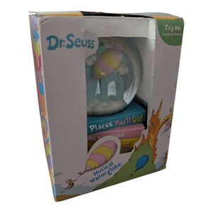 Dr. Seuss Musical Water Globe Oh The Places You’ll Go 2018 Snow Globe & Box New